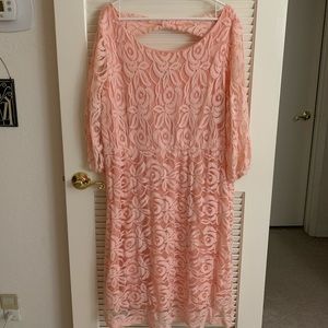 ING+ Pink Lace Dress with Keyhole Back
